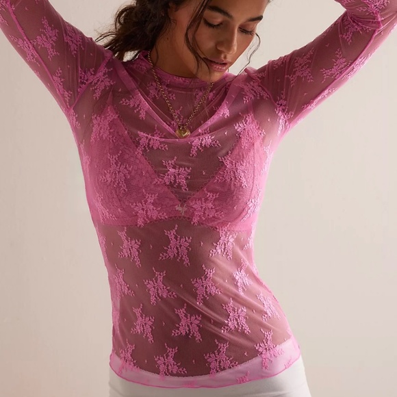 Free People Tops - Free People Lady Lux Layering Top Neon Rose L